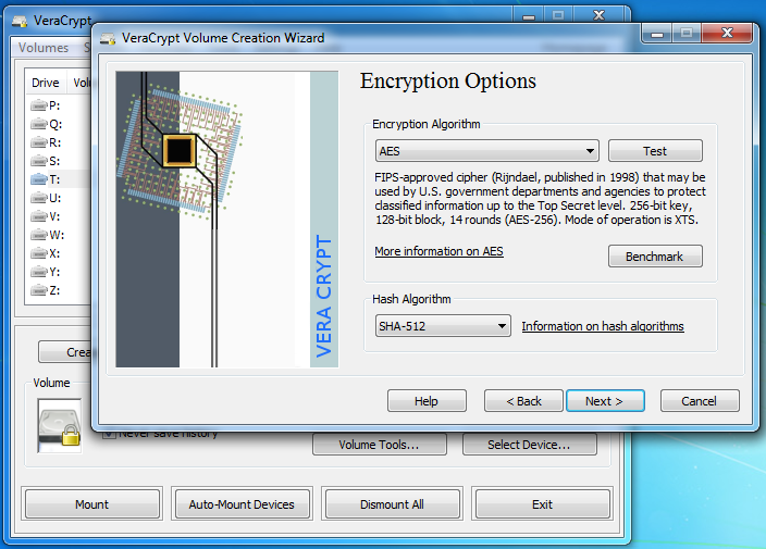 VeraCrypt encrypted volume creation